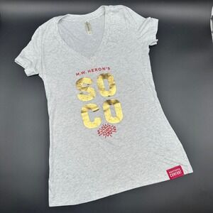 MW Herons Southern Comfort SOCO Graphic T Shirt‎ Womens V Neck Gray Small